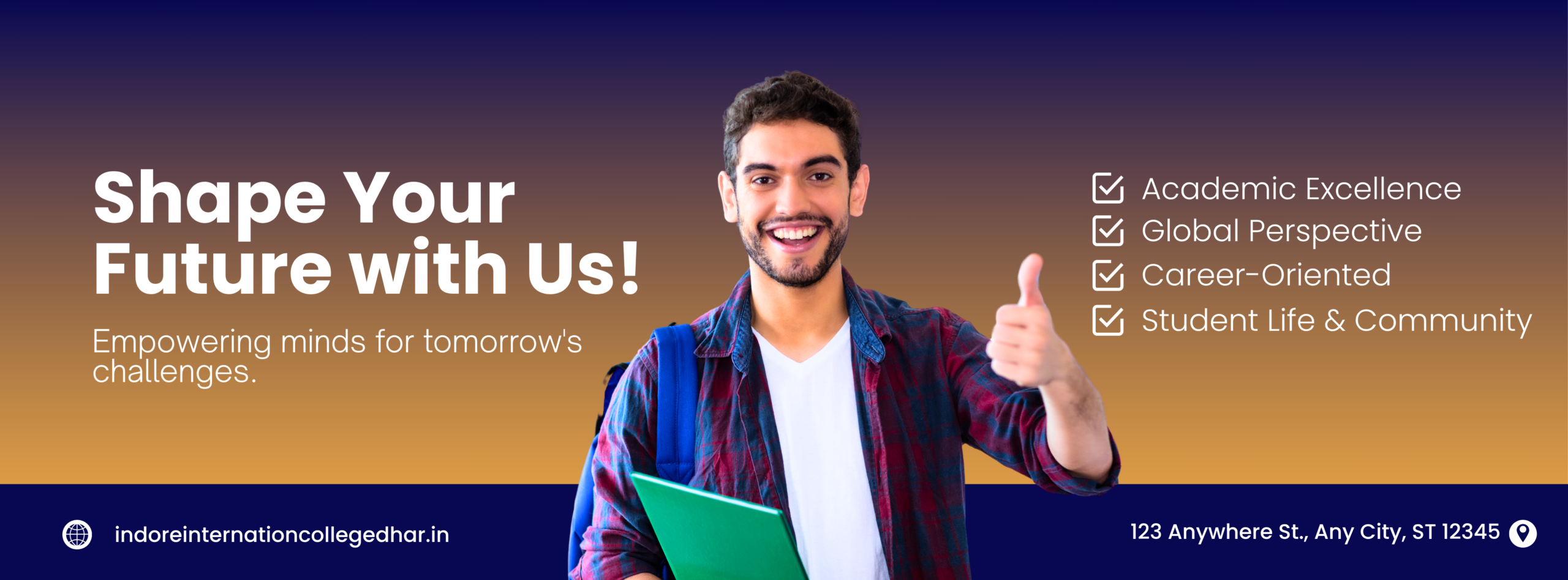 Purple and Blue Modern Educational Institute College Billboard (1350 x 500 mm) (1)